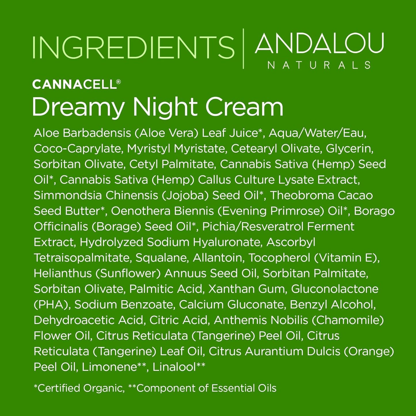 Andalou Naturals CannaCell Dreamy Night Cream, 1.7 Ounces